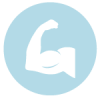 muscle icon on blue circle