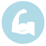 muscle icon on blue circle