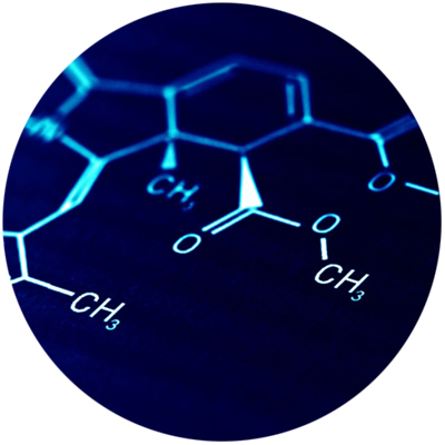 chemical hexagons on dark blue