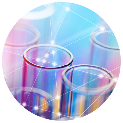 test tubes on colorful background
